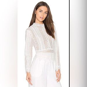 J.O.A. X Revolve Crochet Lace Point Sleeve Top